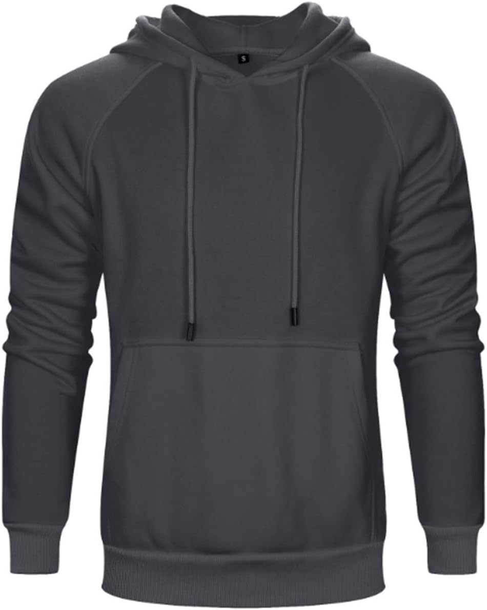 Men's Pullover Hooded Sweatshirt - Classic Long Sleeve Hoodie with Kangaroo Pocket for Everyday Casual Wear - Medium