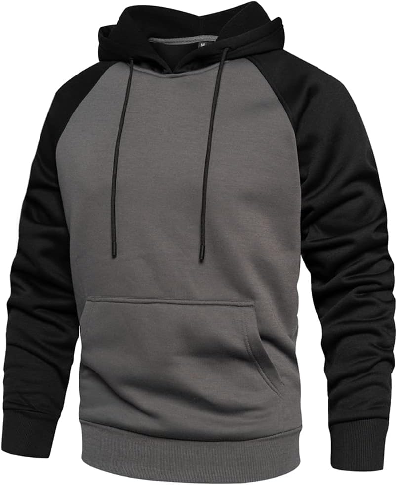 Men's Pullover Hooded Sweatshirt - Classic Long Sleeve Hoodie with Kangaroo Pocket for Everyday Casual Wear - Large