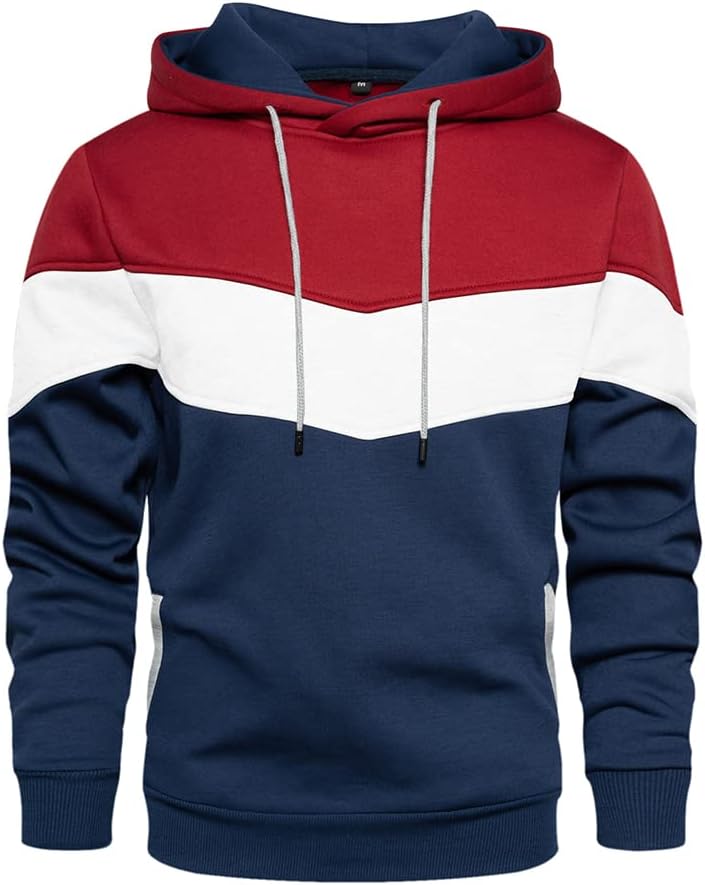Men's Fleece Blend Pullover Hoodie - Long Sleeve Hooded Sweatshirt with Kangaroo Pockets for Casual Wear - Small