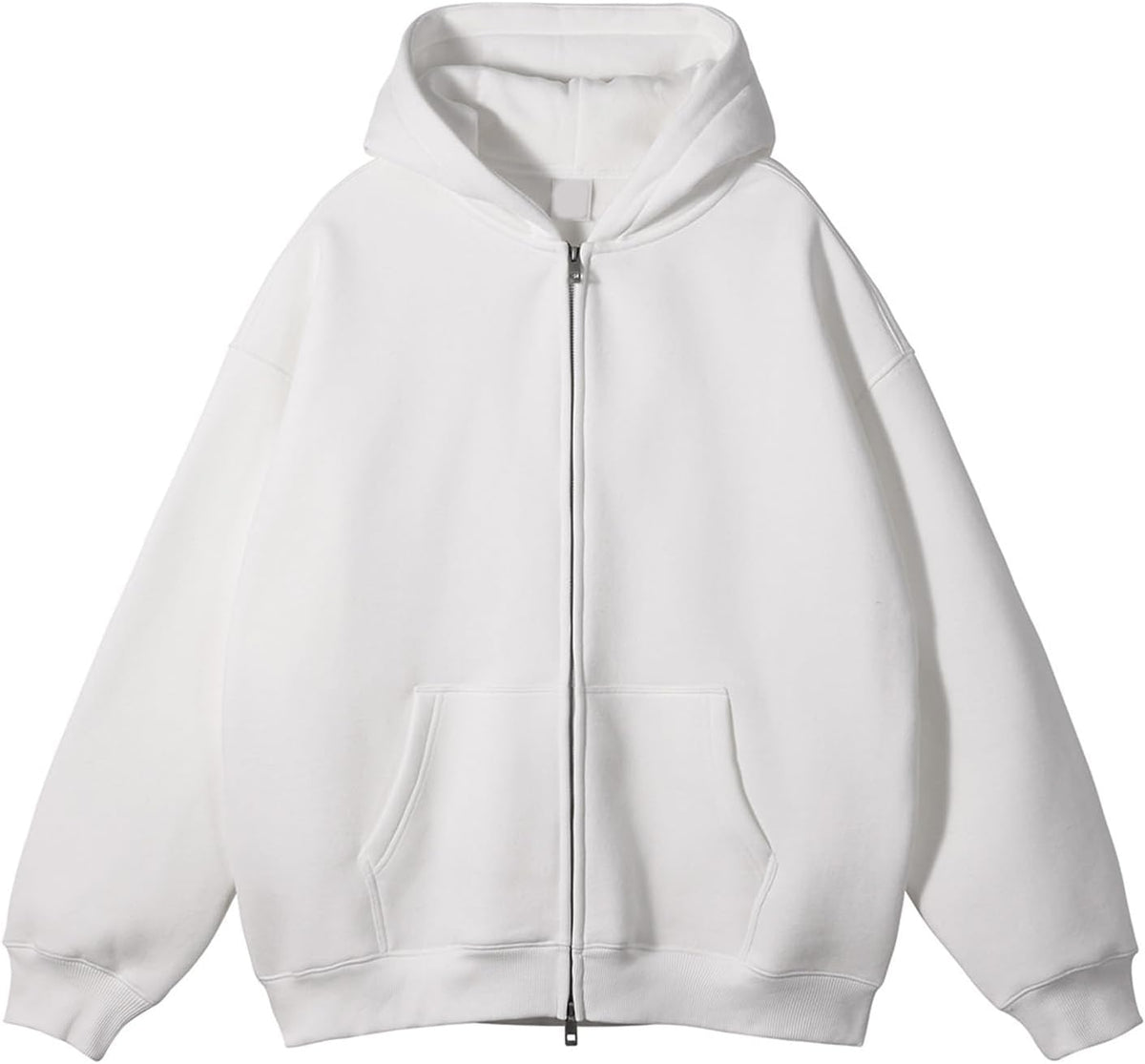Unisex Oversized Full Zip Hoodie - Heavyweight Washed Cotton Hooded Jacket in Solid Colours for Winter Wear - Medium