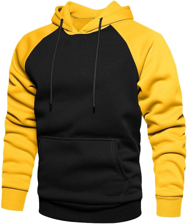 Men's Fleece Blend Pullover Hoodie - Long Sleeve Hooded Sweatshirt with Kangaroo Pockets for Casual Wear - Small