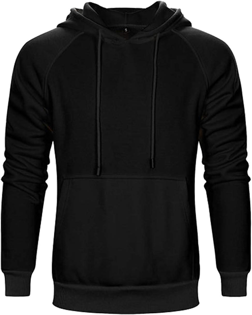 Men's Pullover Hooded Sweatshirt - Classic Long Sleeve Hoodie with Kangaroo Pocket for Everyday Casual Wear - Medium