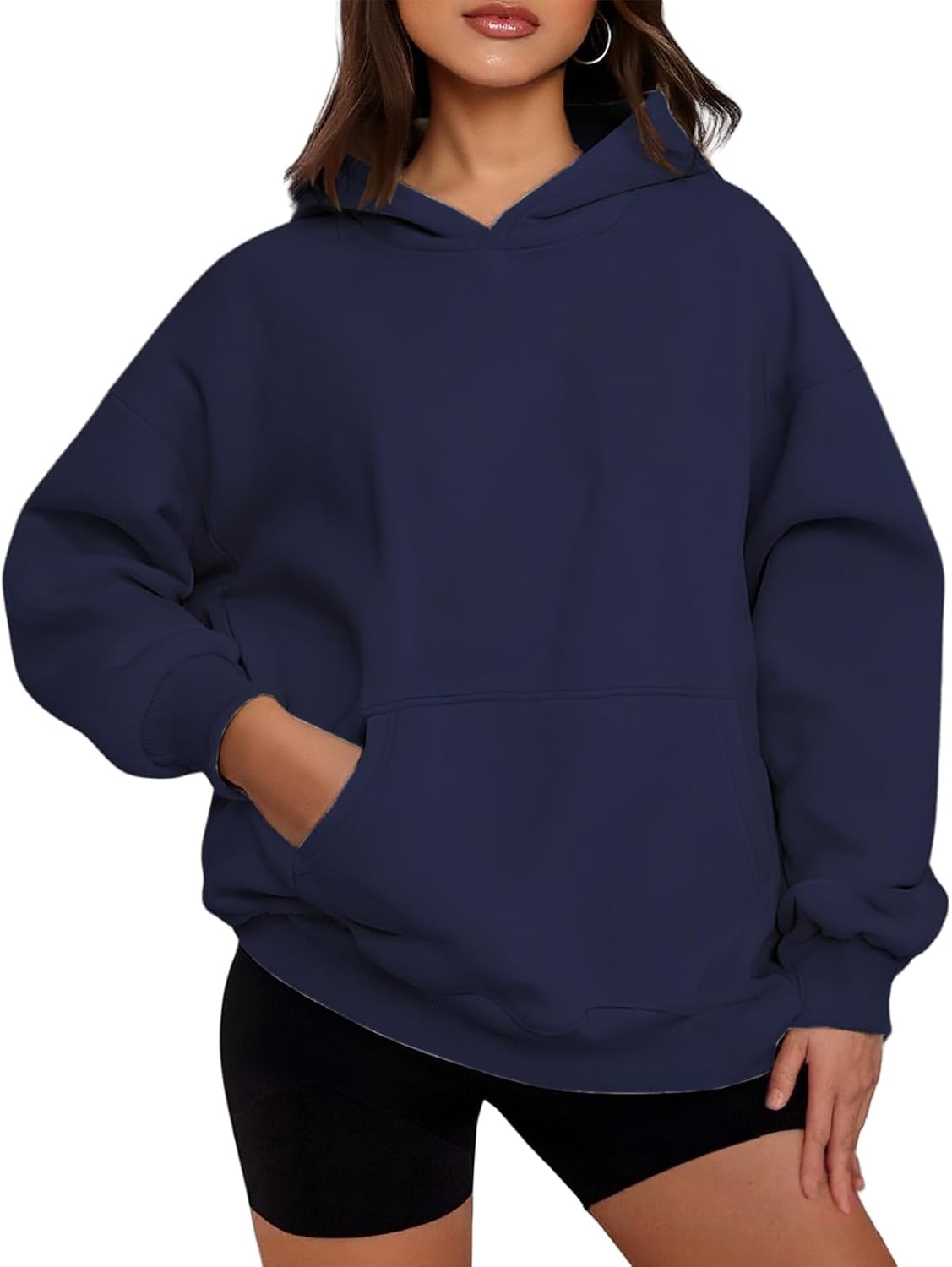 Unisex Letter Print Oversized Hoodie - Long Sleeve Pullover Hooded Sweatshirt with Front Pocket for Everyday - Small