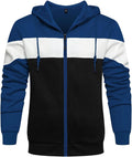Men's Colour Block Zip Front Hoodie - Full Zip Hooded Sweatshirt with Contrast Panels for Casual Daily Wear - Medium