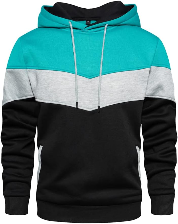 Men's Fleece Blend Pullover Hoodie - Long Sleeve Hooded Sweatshirt with Kangaroo Pockets for Casual Wear - Small