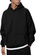 Men's Oversized Fleece Hoodie - Drop Shoulder Streetwear Pullover Sweatshirt with Drawstring Hood for Winter - Small