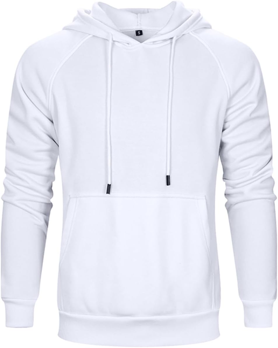 Men's Fleece Blend Pullover Hoodie - Long Sleeve Hooded Sweatshirt with Kangaroo Pockets for Casual Wear - Medium