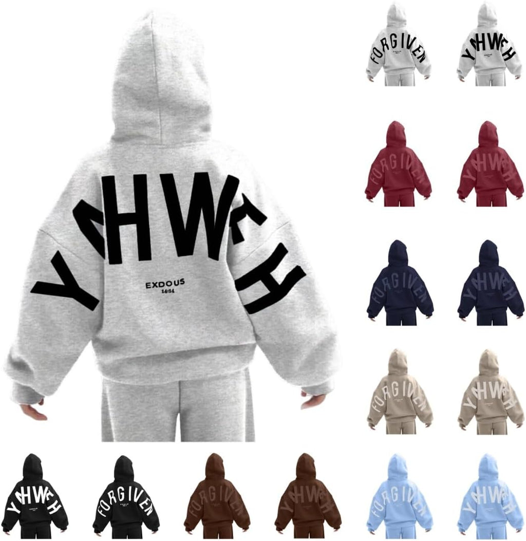 Unisex Letter Print Oversized Hoodie - Long Sleeve Pullover Hooded Sweatshirt with Front Pocket for Everyday - Small
