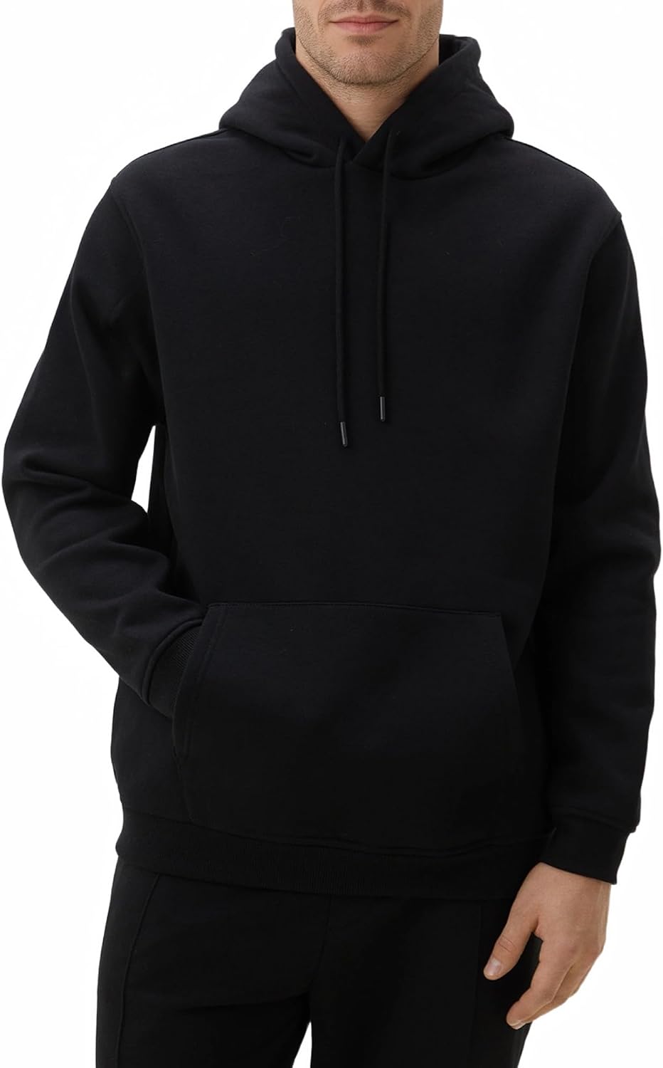 Men's Fleece Pullover Hoodie - Long Sleeve Drawstring Sweatshirt with Kangaroo Pocket for Athletic Daily Wear - Small