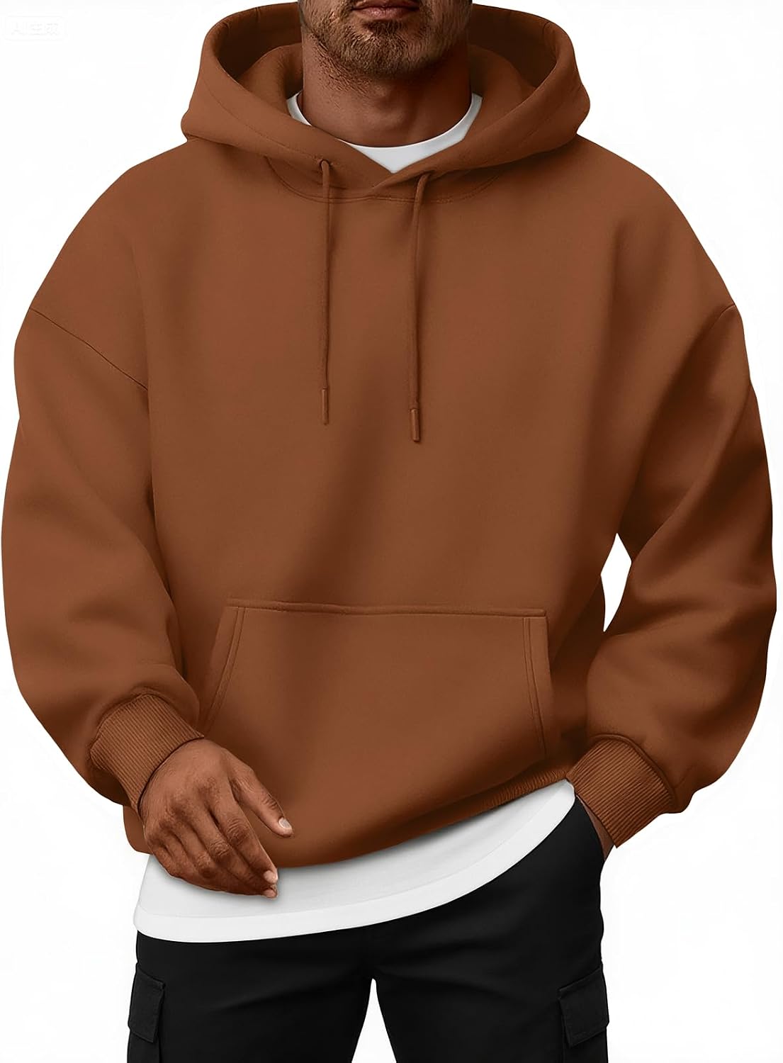 Men's Oversized Fleece Lined Pullover Hoodie - Drawstring Hood and Front Pocket for Gym Workouts and Winter - Small (6)