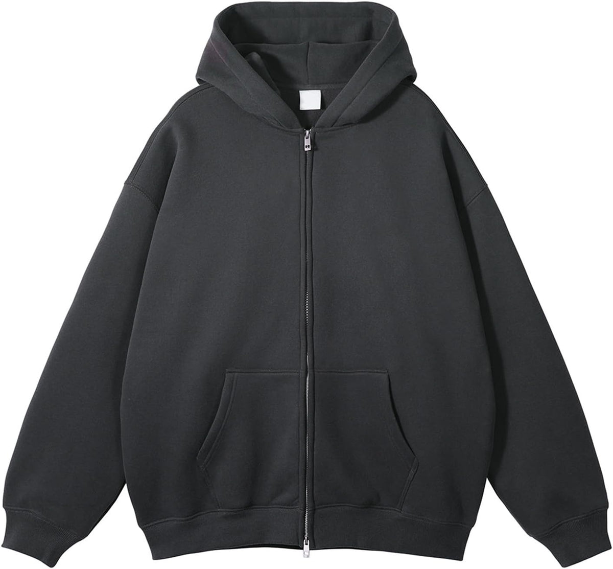 Unisex Oversized Full Zip Hoodie - Heavyweight Washed Cotton Hooded Jacket in Solid Colours for Winter Wear - Small