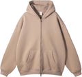 Unisex Oversized Full Zip Hoodie - Heavyweight Washed Cotton Hooded Jacket in Solid Colours for Winter Wear - Small