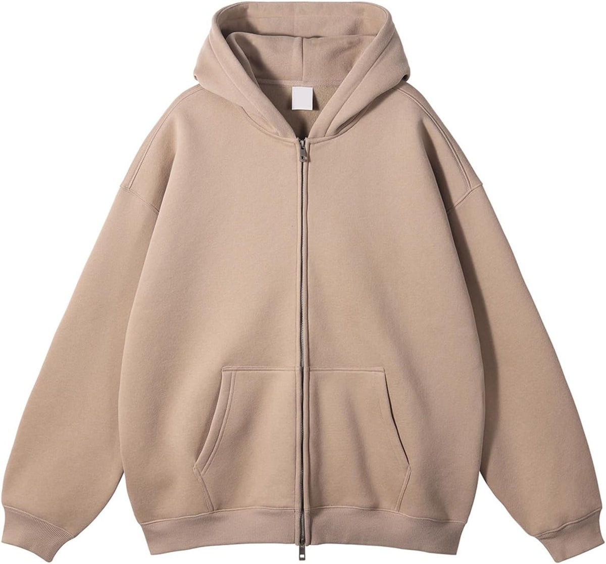 Unisex Oversized Full Zip Hoodie - Heavyweight Washed Cotton Hooded Jacket in Solid Colours for Winter Wear - Small