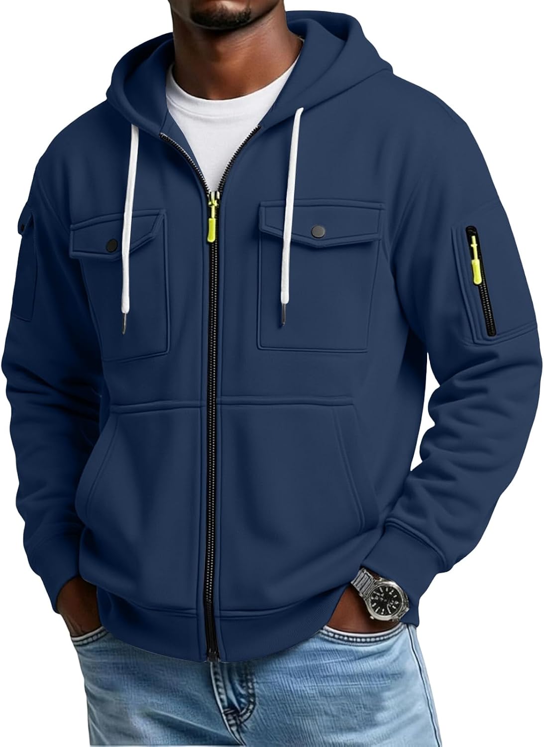Men's Lightweight Fleece Pullover Hoodie - Loose Fit Big and Tall Sweatshirt with Drawstring Hood for Holidays - Medium
