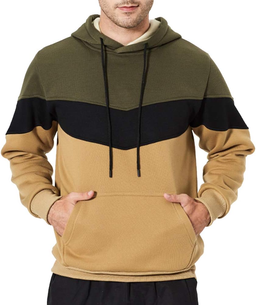 Men's Pullover Hooded Sweatshirt - Classic Long Sleeve Hoodie with Kangaroo Pocket for Everyday Casual Wear - Large