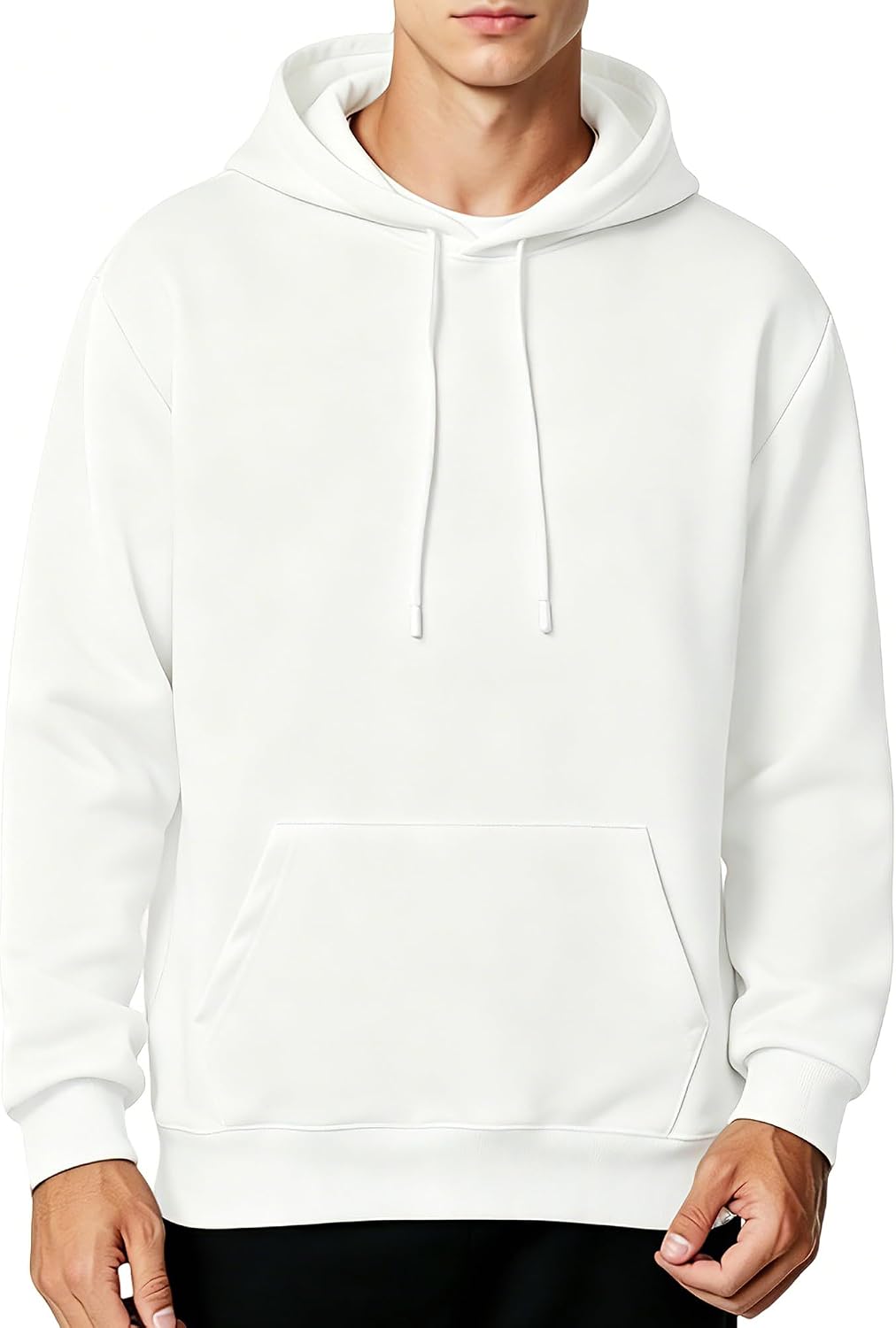 Men's Fleece Pullover Hoodie - Long Sleeve Drawstring Sweatshirt with Kangaroo Pocket for Athletic Daily Wear - Small