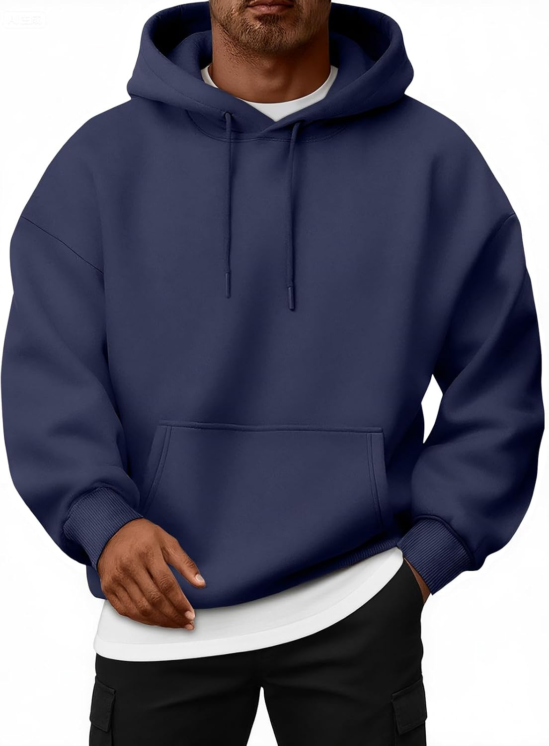 Men's Oversized Fleece Lined Pullover Hoodie - Drawstring Hood and Front Pocket for Gym Workouts and Winter - Small (4)
