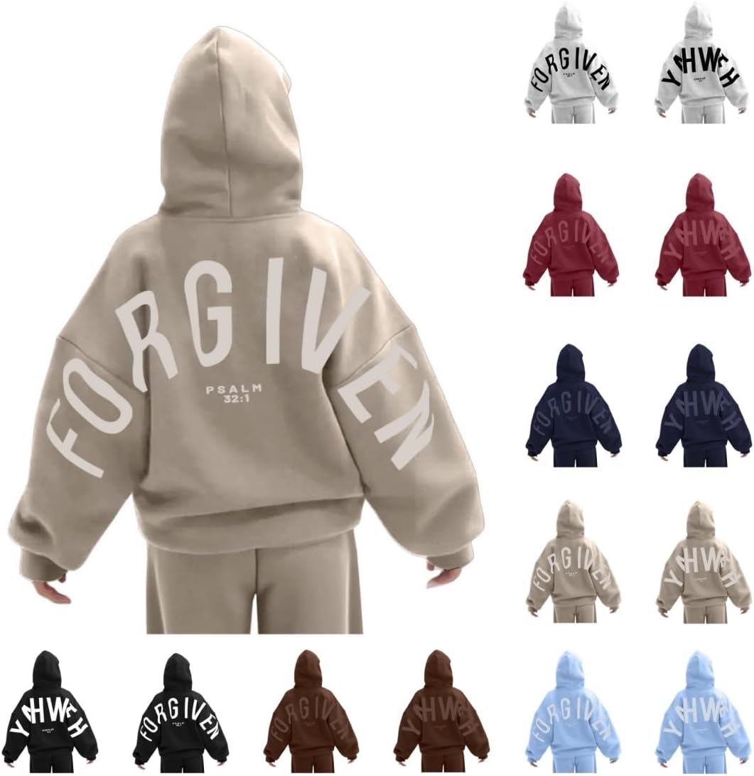 Unisex Letter Print Oversized Hoodie - Long Sleeve Pullover Hooded Sweatshirt with Front Pocket for Everyday - Small