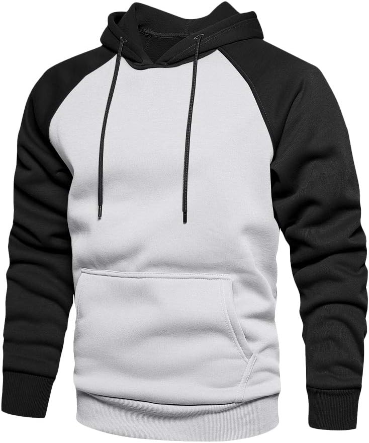 Men's Fleece Blend Pullover Hoodie - Long Sleeve Hooded Sweatshirt with Kangaroo Pockets for Casual Wear - Small