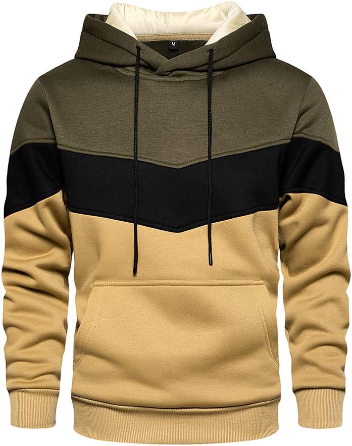 Men's Fleece Blend Pullover Hoodie - Long Sleeve Hooded Sweatshirt with Kangaroo Pockets for Casual Wear - Medium