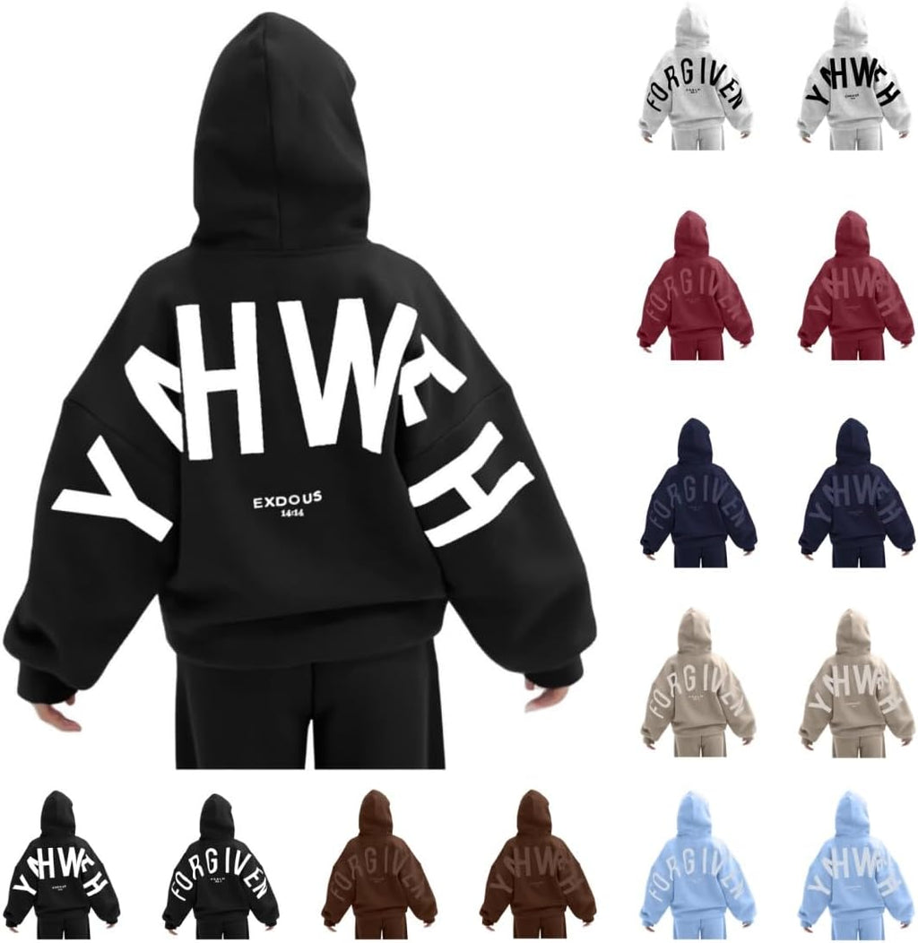 Unisex Letter Print Oversized Hoodie - Long Sleeve Pullover Hooded Sweatshirt with Front Pocket for Everyday - Small