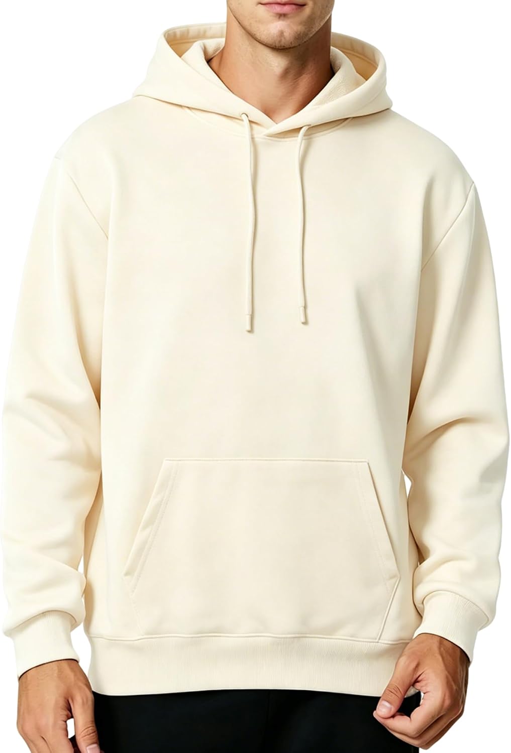 Men's Fleece Pullover Hoodie - Long Sleeve Drawstring Sweatshirt with Kangaroo Pocket for Athletic Daily Wear - Small
