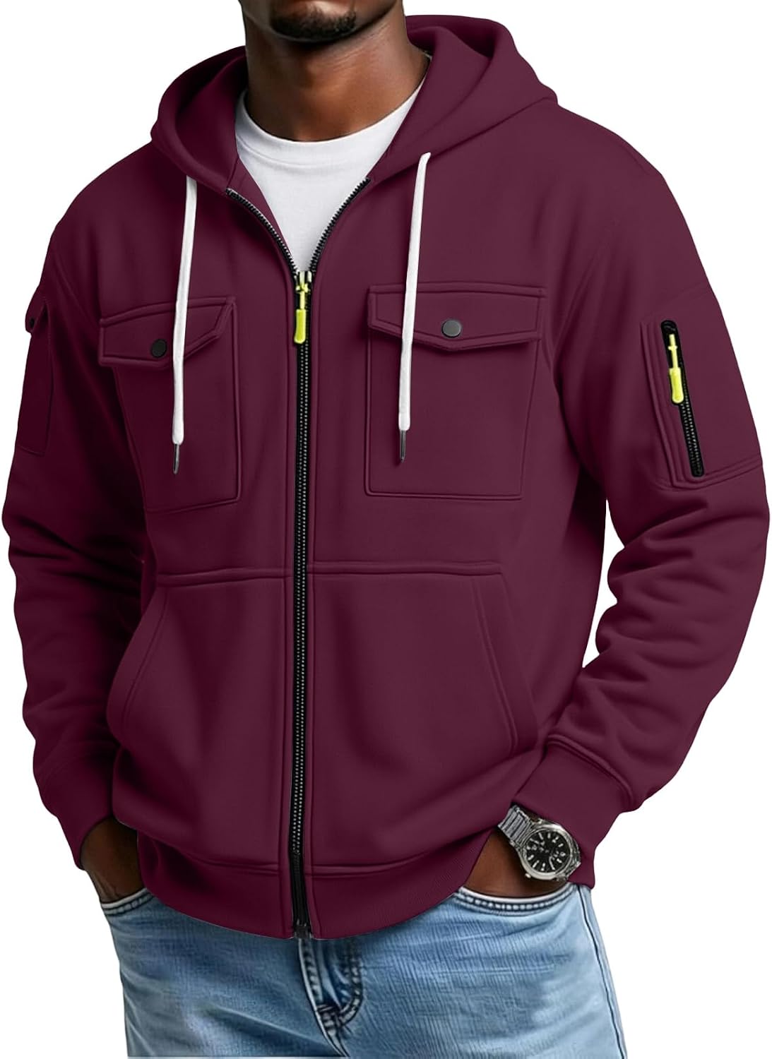 Men's Lightweight Fleece Pullover Hoodie - Loose Fit Big and Tall Sweatshirt with Drawstring Hood for Holidays - Small