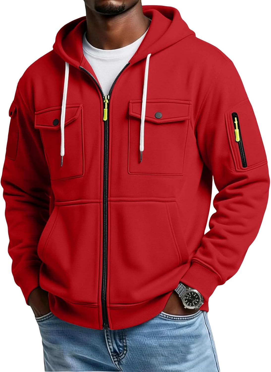 Men's Lightweight Fleece Pullover Hoodie - Loose Fit Big and Tall Sweatshirt with Drawstring Hood for Holidays - Small