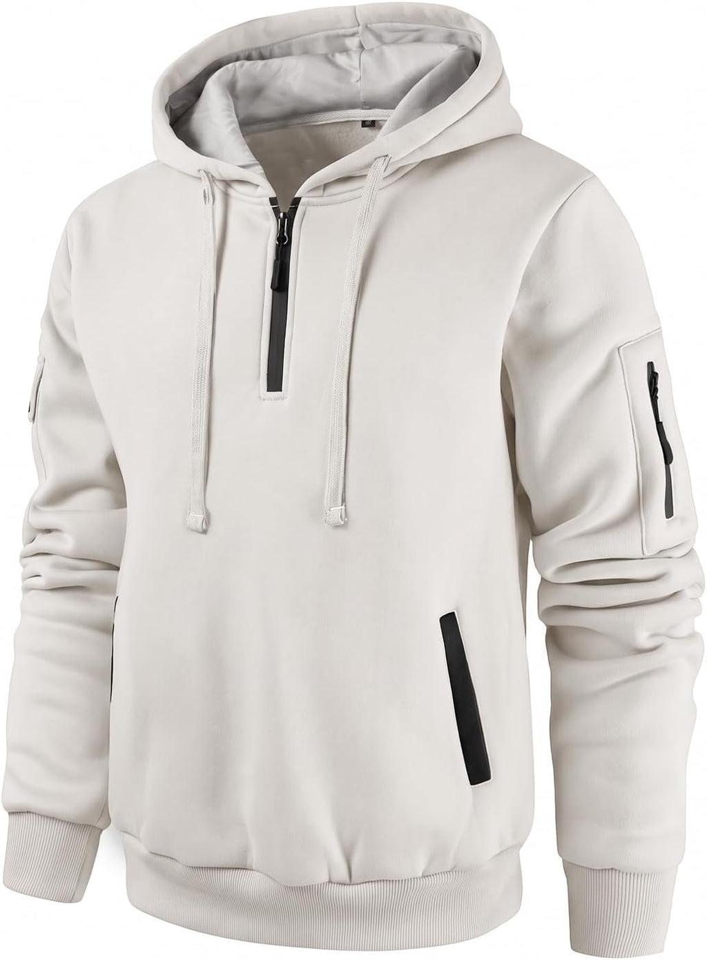 Men's Quarter Zip Pullover Hoodie - Long Sleeve Casual Hooded Sweatshirt with Kangaroo Pocket for Daily Wear - Medium