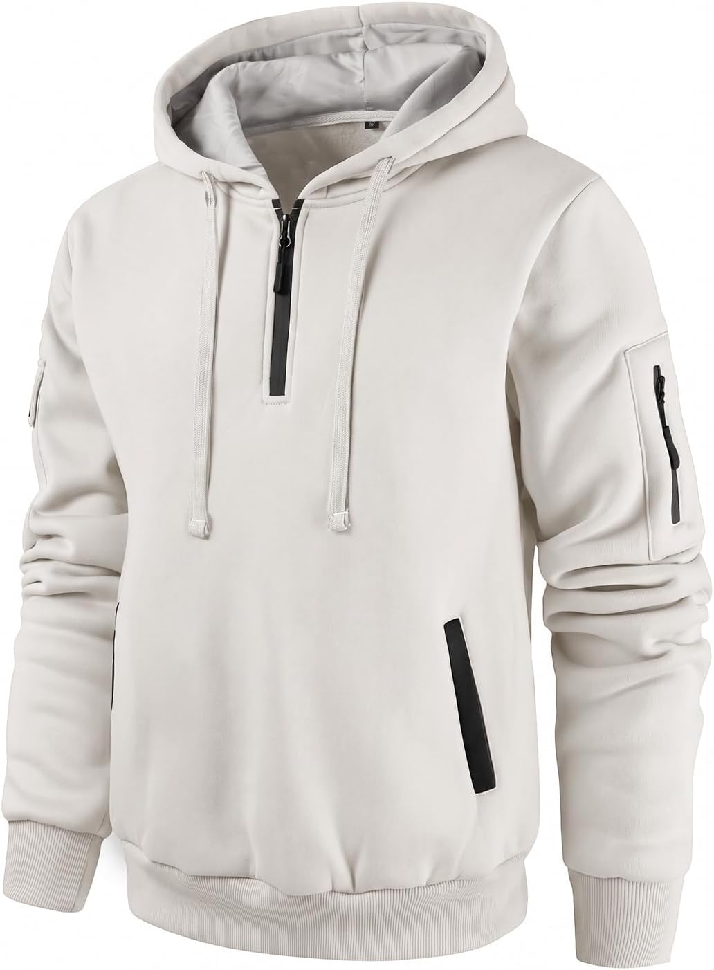 Men's Quarter Zip Pullover Hoodie - Long Sleeve Casual Hooded Sweatshirt with Kangaroo Pocket for Daily Wear - Medium
