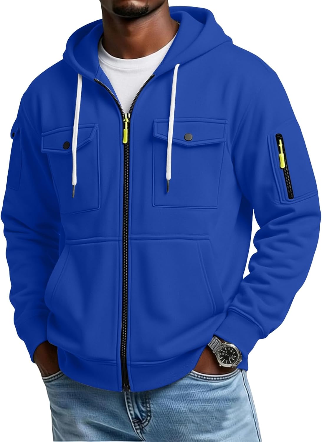 Men's Lightweight Fleece Pullover Hoodie - Loose Fit Big and Tall Sweatshirt with Drawstring Hood for Holidays - Small
