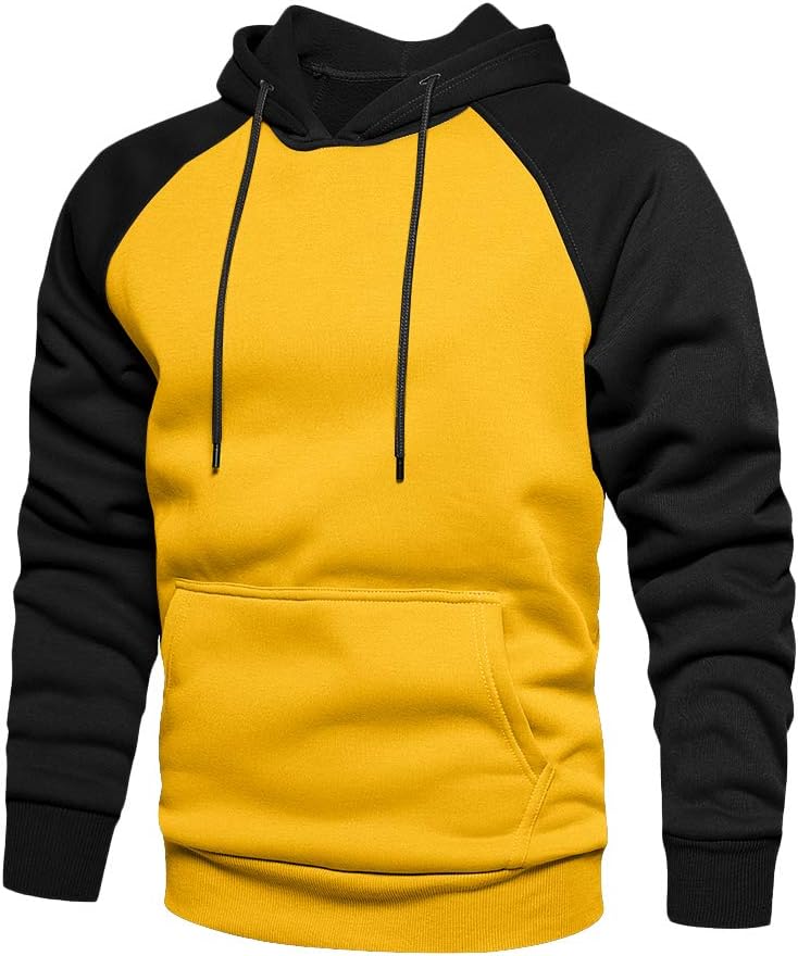 Men's Fleece Blend Pullover Hoodie - Long Sleeve Hooded Sweatshirt with Kangaroo Pockets for Casual Wear - Medium
