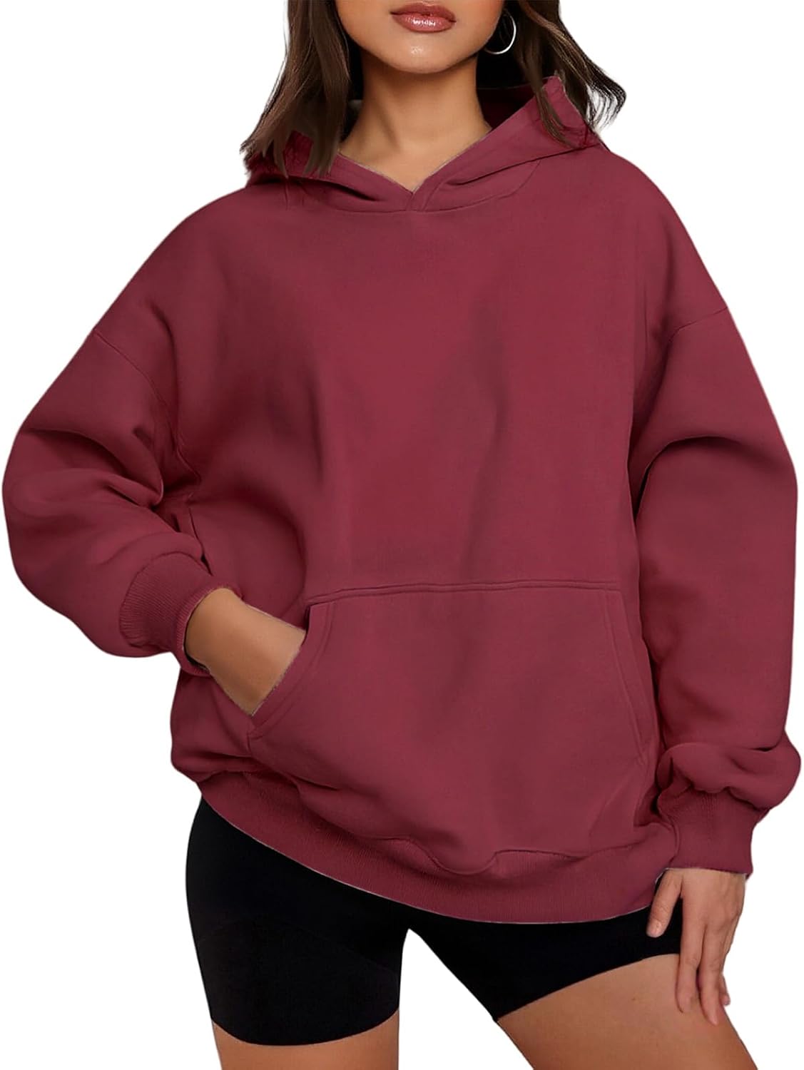 Unisex Letter Print Oversized Hoodie - Long Sleeve Pullover Hooded Sweatshirt with Front Pocket for Everyday - Small