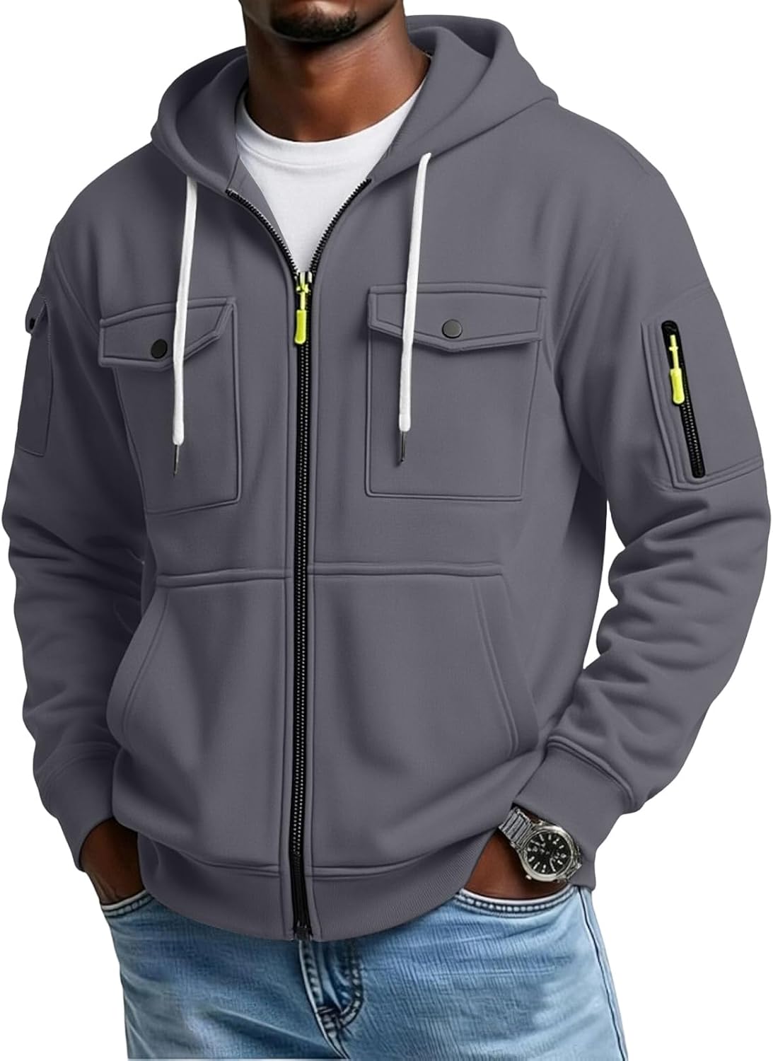 Men's Lightweight Fleece Pullover Hoodie - Loose Fit Big and Tall Sweatshirt with Drawstring Hood for Holidays - Medium