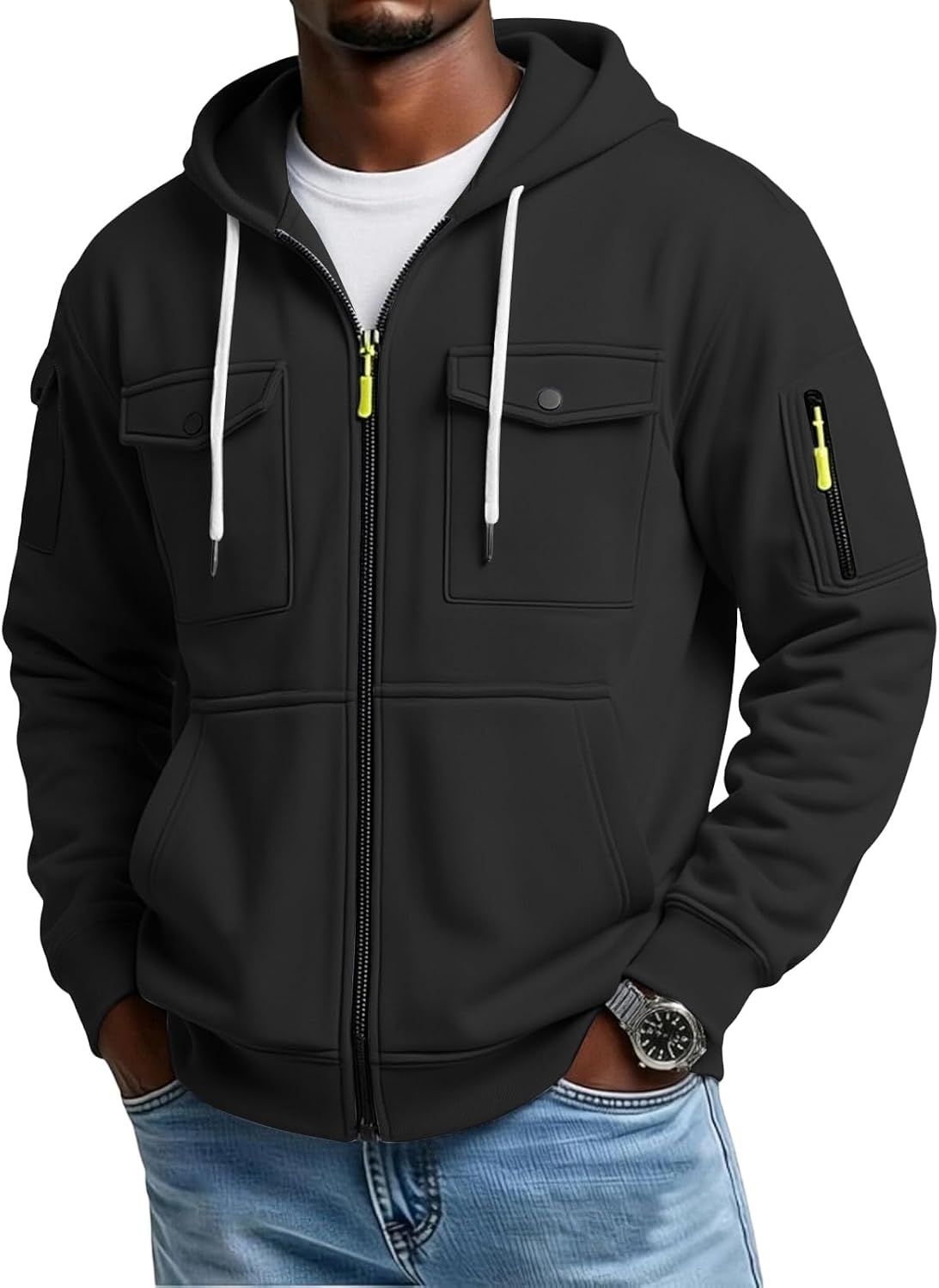 Men's Lightweight Fleece Pullover Hoodie - Loose Fit Big and Tall Sweatshirt with Drawstring Hood for Holidays - Small