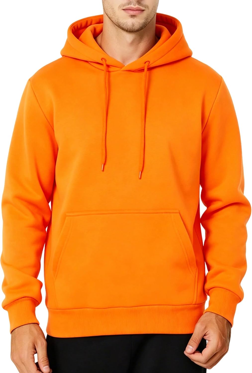 Men's Fleece Pullover Hoodie - Long Sleeve Drawstring Sweatshirt with Kangaroo Pocket for Athletic Daily Wear - Small