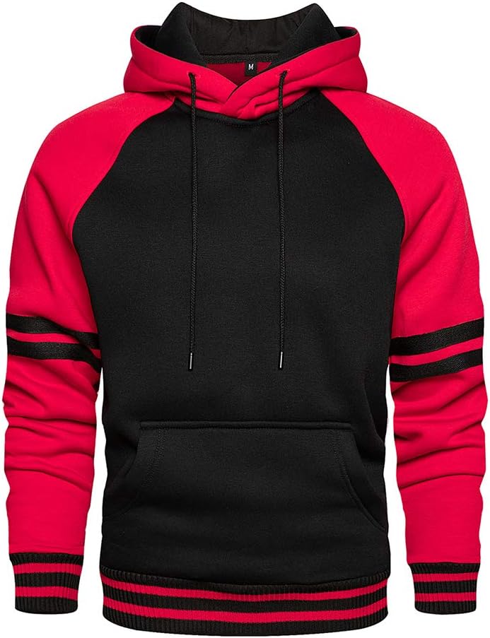 Men's Fleece Blend Pullover Hoodie - Long Sleeve Hooded Sweatshirt with Kangaroo Pockets for Casual Wear - Medium