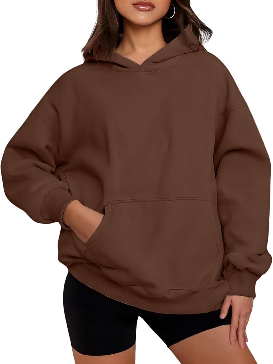 Unisex Letter Print Oversized Hoodie - Long Sleeve Pullover Hooded Sweatshirt with Front Pocket for Everyday - Small