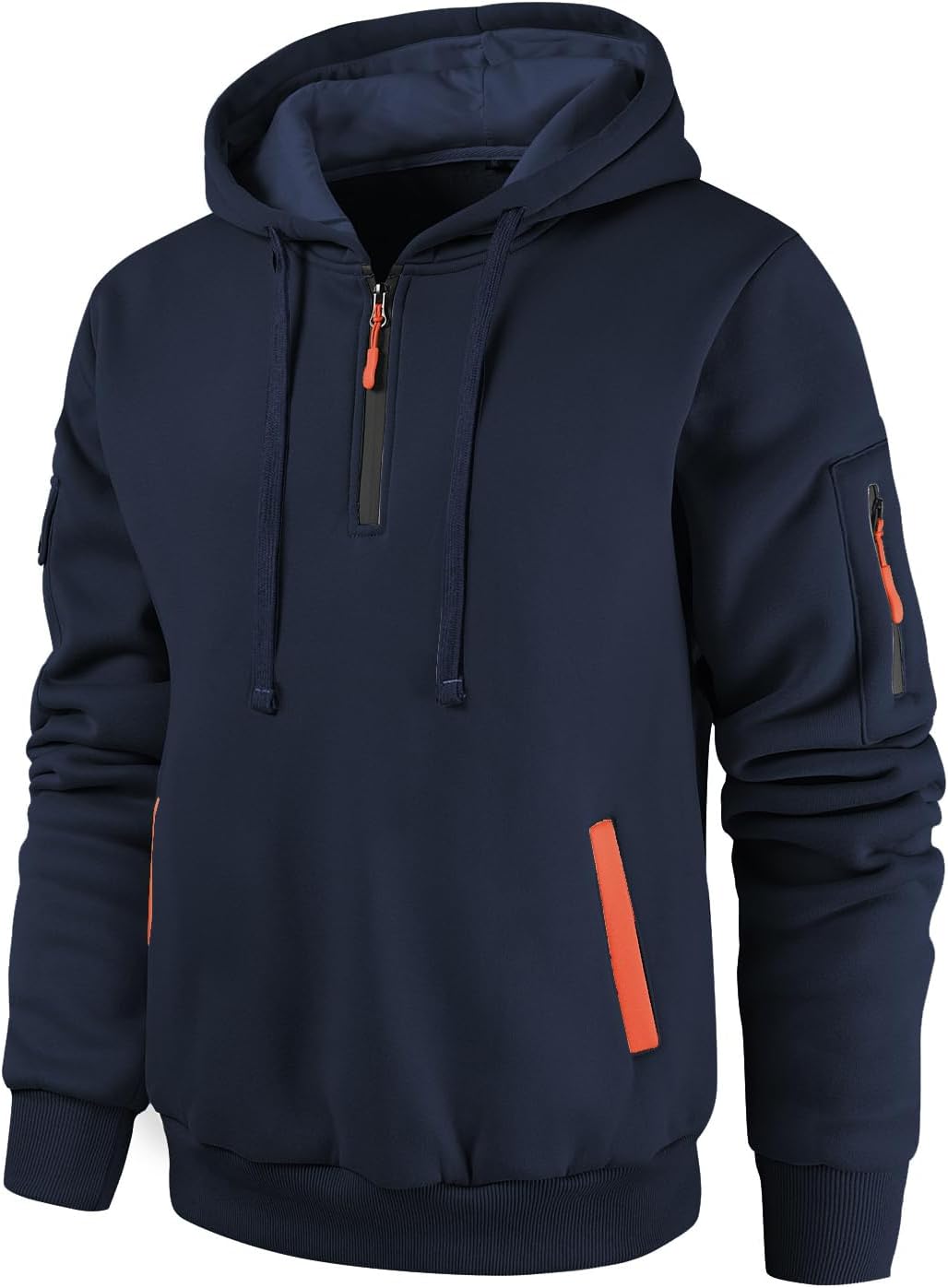 Men's Quarter Zip Pullover Hoodie - Long Sleeve Casual Hooded Sweatshirt with Kangaroo Pocket for Daily Wear - Small
