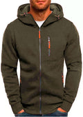 Men's Full Zip Hooded Sports Jacket - Long Sleeve Sweatshirt with Zip Pockets for Training and Casual Wear - Small