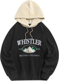 Men's Letter Graphic Fleece Pullover Hoodie - Mountain Embroidery and Loose Fit with Adjustable Drawstring Hood - Small