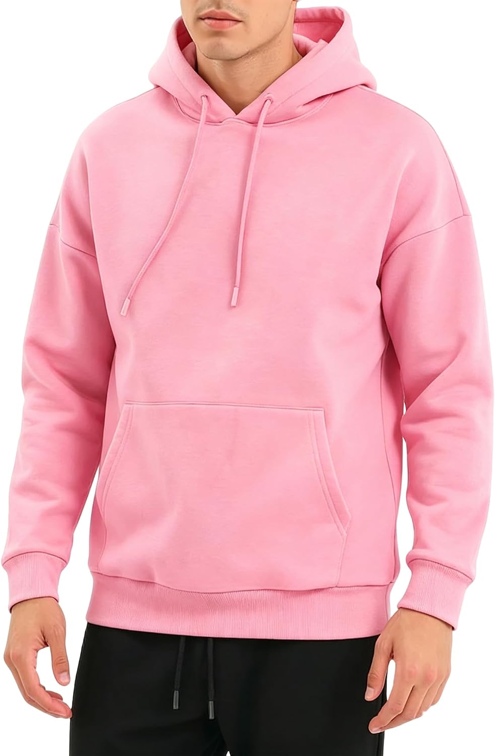 Men's Fleece Pullover Hoodie - Long Sleeve Drawstring Sweatshirt with Kangaroo Pocket for Athletic Daily Wear - Small