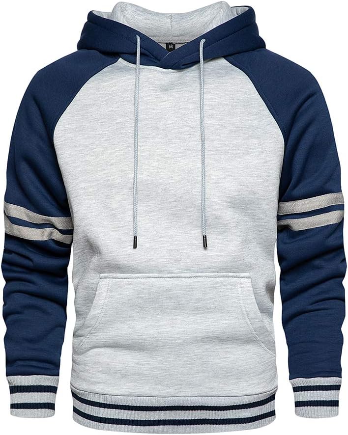 Men's Fleece Blend Pullover Hoodie - Long Sleeve Hooded Sweatshirt with Kangaroo Pockets for Casual Wear - Medium