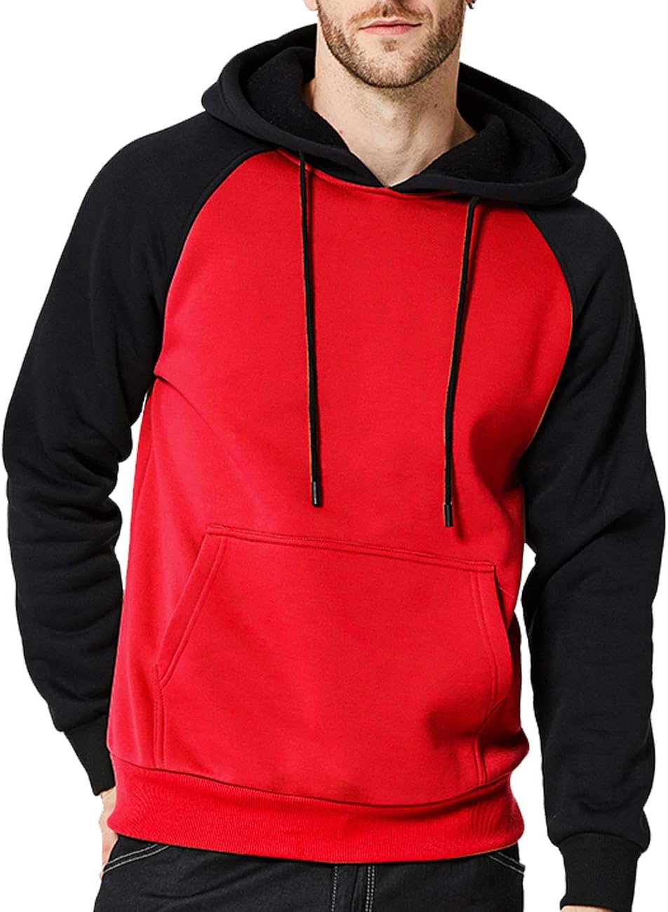 Men's Pullover Hooded Sweatshirt - Classic Long Sleeve Hoodie with Kangaroo Pocket for Everyday Casual Wear - Medium