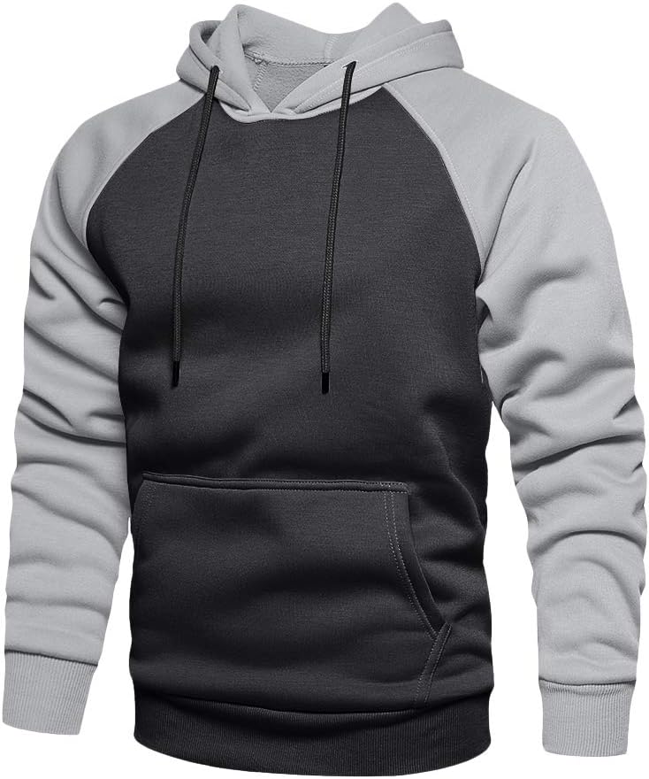 Men's Fleece Blend Pullover Hoodie - Long Sleeve Hooded Sweatshirt with Kangaroo Pockets for Casual Wear - Medium