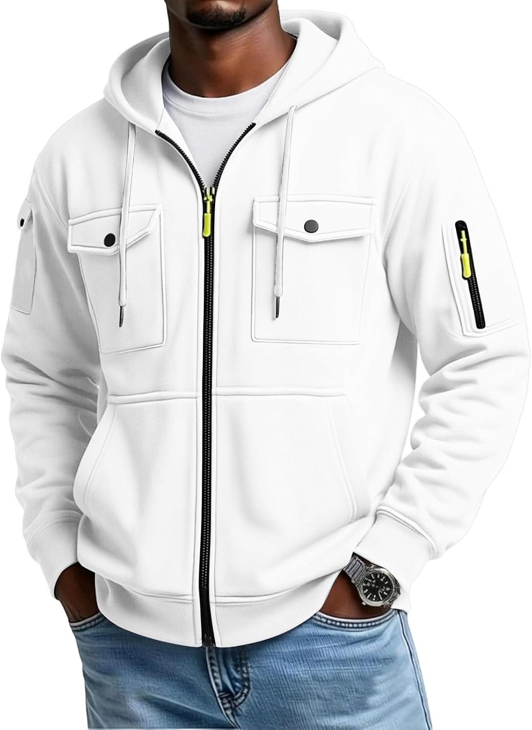 Men's Lightweight Fleece Pullover Hoodie - Loose Fit Big and Tall Sweatshirt with Drawstring Hood for Holidays - Small