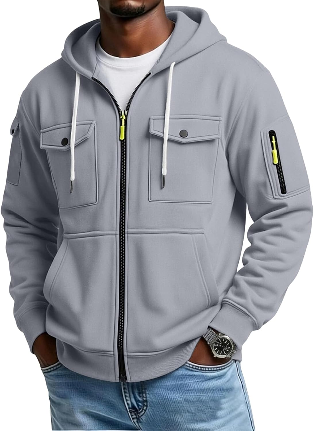 Men's Lightweight Fleece Pullover Hoodie - Loose Fit Big and Tall Sweatshirt with Drawstring Hood for Holidays - Small