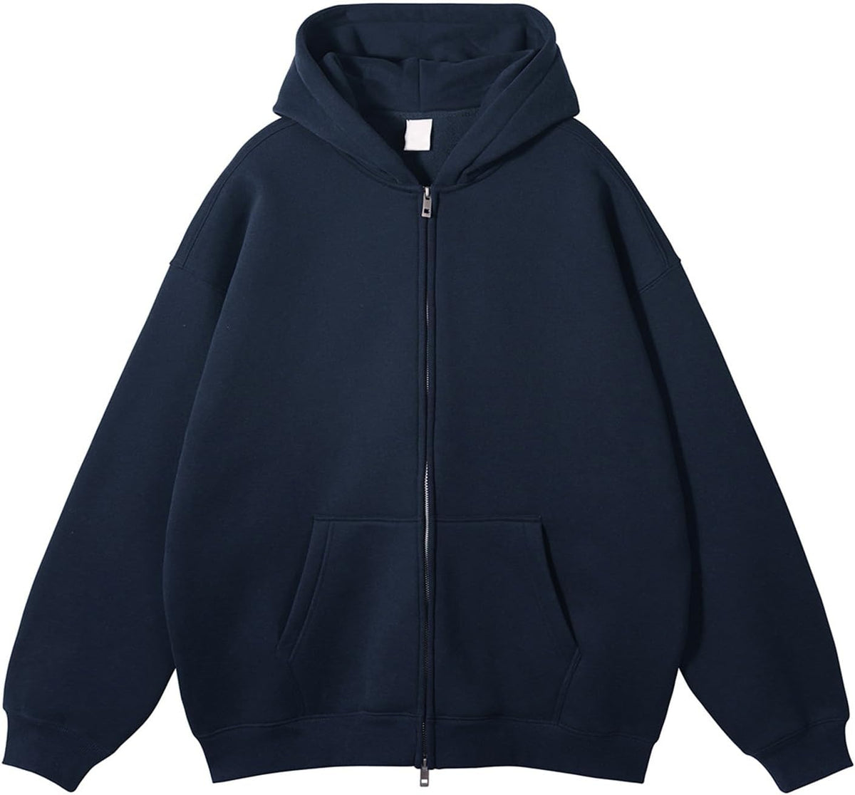 Unisex Oversized Full Zip Hoodie - Heavyweight Washed Cotton Hooded Jacket in Solid Colours for Winter Wear - Small