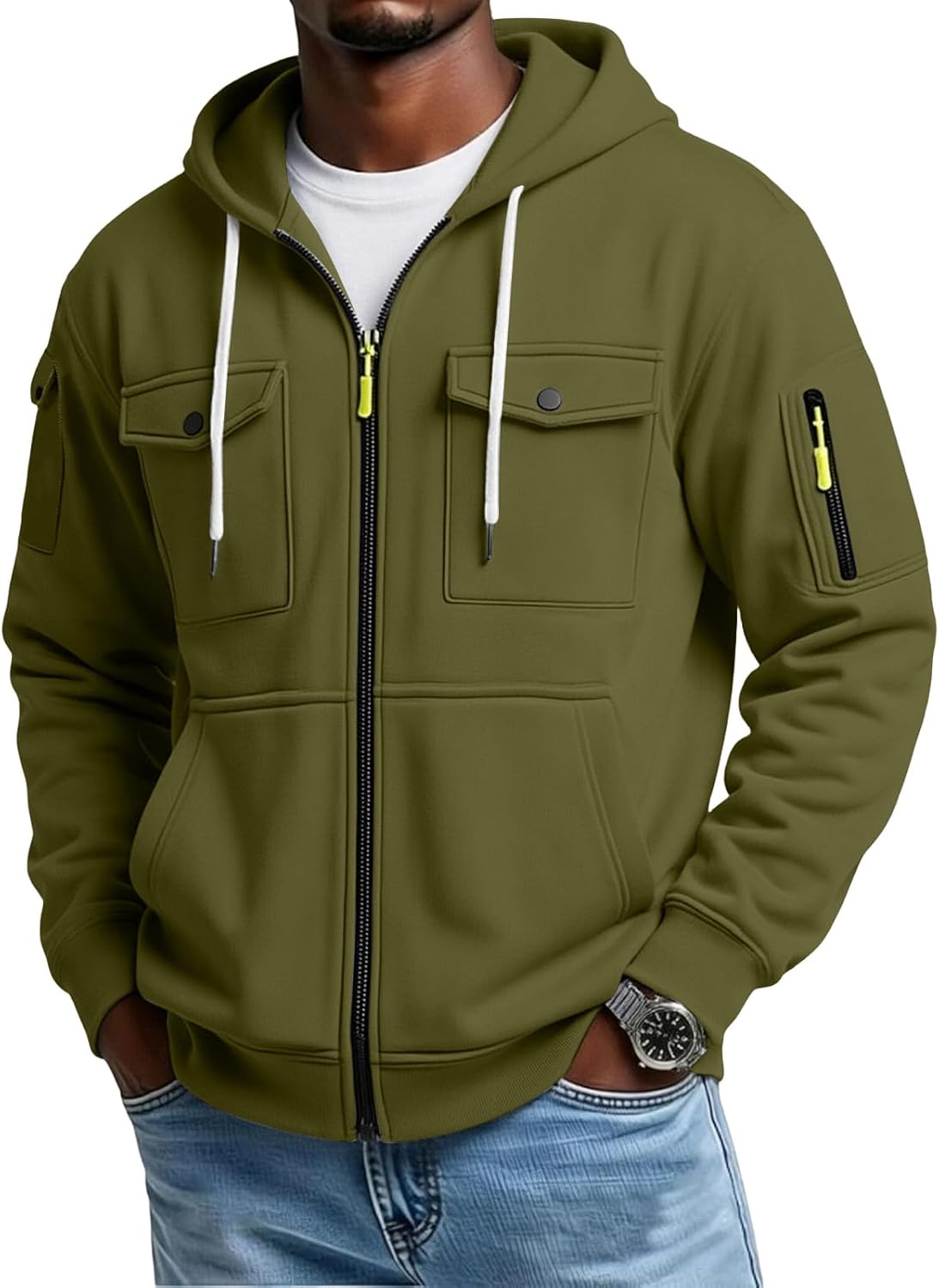 Men's Lightweight Fleece Pullover Hoodie - Loose Fit Big and Tall Sweatshirt with Drawstring Hood for Holidays - Small