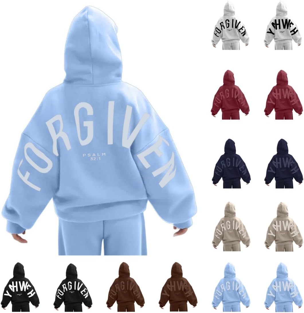 Unisex Letter Print Oversized Hoodie - Long Sleeve Pullover Hooded Sweatshirt with Front Pocket for Everyday - Medium
